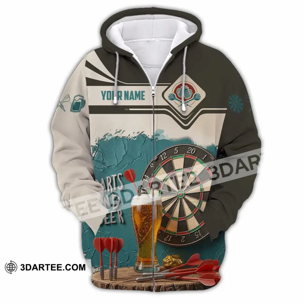 Unisex Shirt - Custom Darts And Beer 3D Shirt Zipper Hoodie / S T-shirt