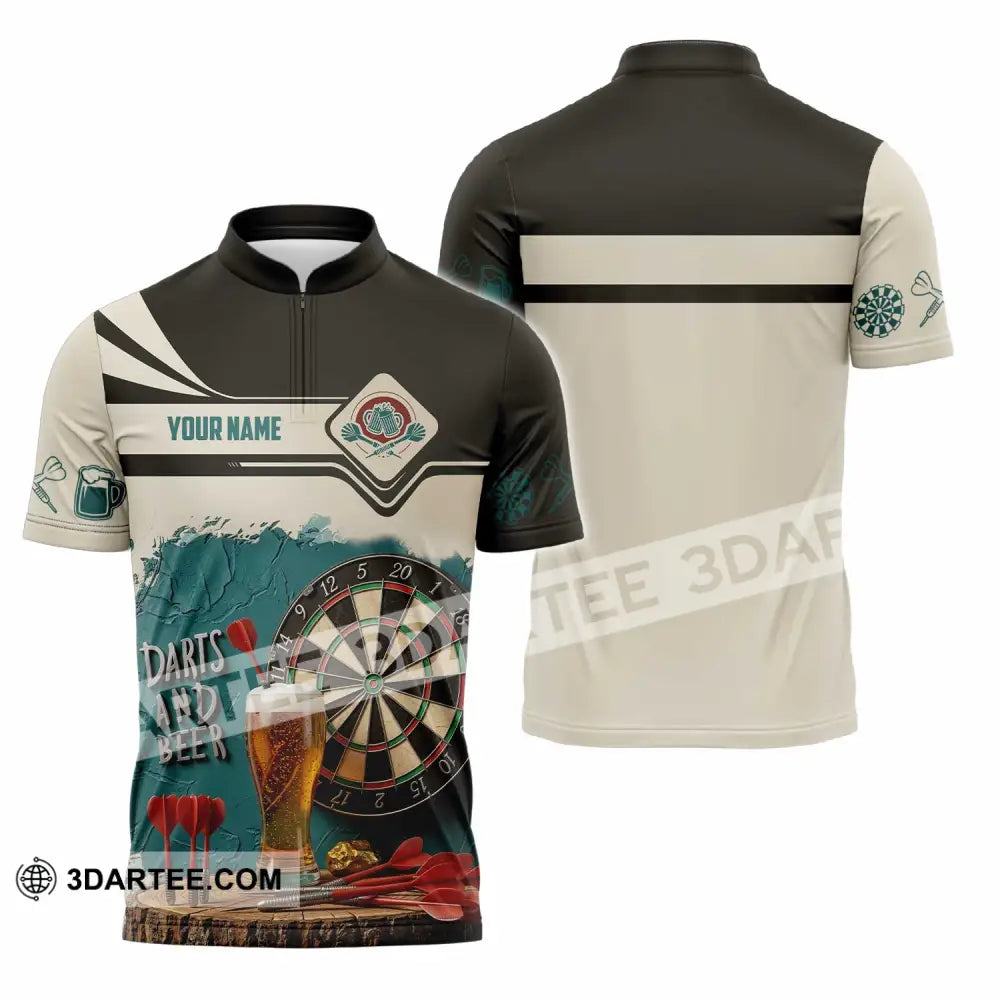 Unisex Shirt - Custom Darts And Beer 3D Shirt Zipper Polo Shirt / S T-shirt