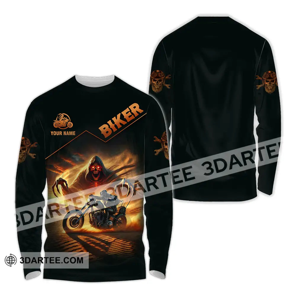 Unisex Shirt - Custom Death Biker Cool Biker Biker Shirt - Long Sleeve Shirt / S - T-shirt
