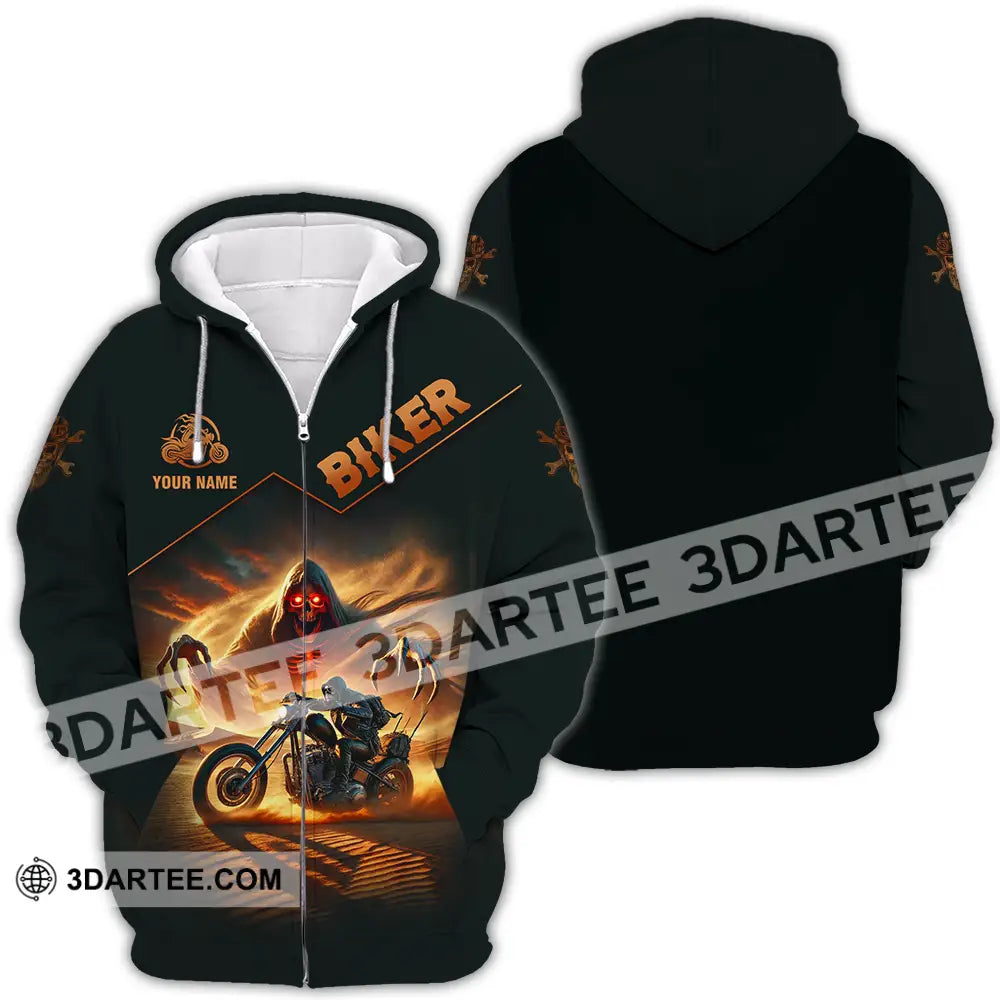 Unisex Shirt - Custom Death Biker Cool Biker Biker Shirt - Zipper Hoodie / S - T-shirt