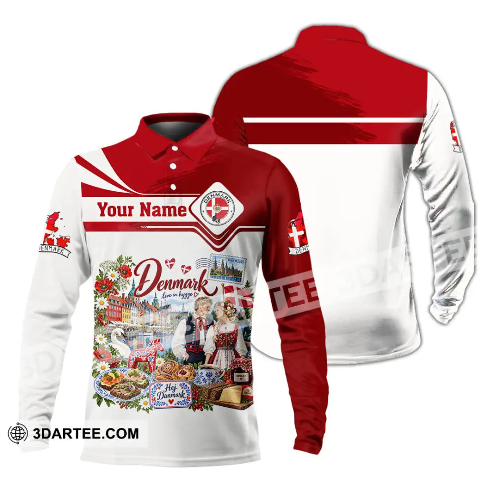 Unisex Shirt - Custom Denmark Shirt - Long Sleeve Polo / S - T-shirt