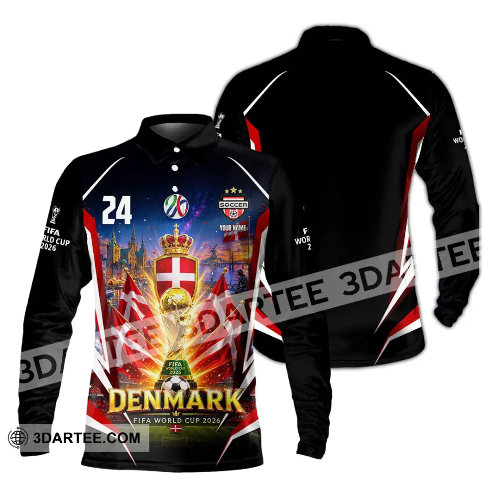 Unisex Shirt - Custom Denmark World Cup 2026 Shirt - Long Sleeve Polo / S - T-shirt