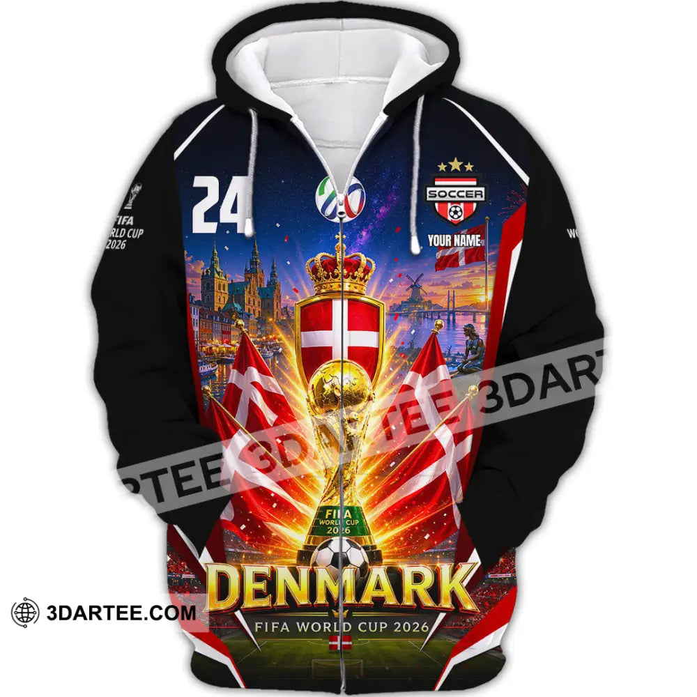 Unisex Shirt - Custom Denmark World Cup 2026 Shirt - Zipper Hoodie / S - T-shirt