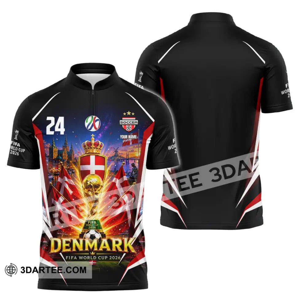 Unisex Shirt - Custom Denmark World Cup 2026 Shirt - Zipper Polo Shirt / S - T-shirt