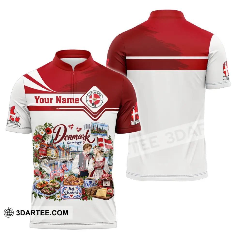 Unisex Shirt - Custom Denmark Shirt - Zipper Polo Shirt / S - T-shirt