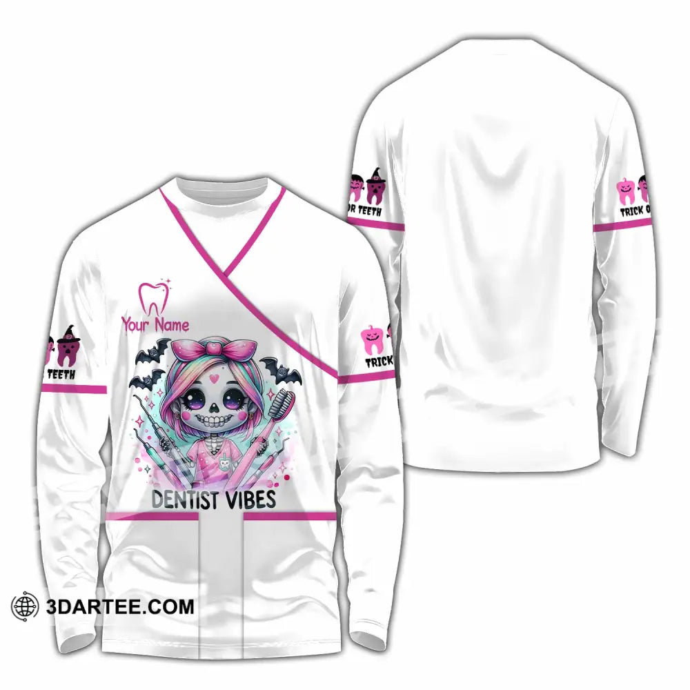 Unisex Shirt - Custom Dentist Halloween Vibes Shirt Long Sleeve Shirt / S T-shirt