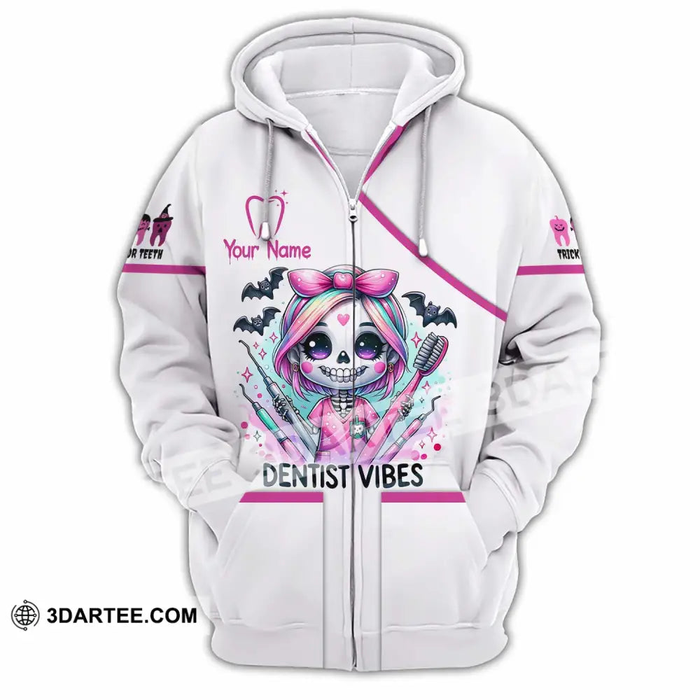 Unisex Shirt - Custom Dentist Halloween Vibes Shirt Zipper Hoodie / S T-shirt