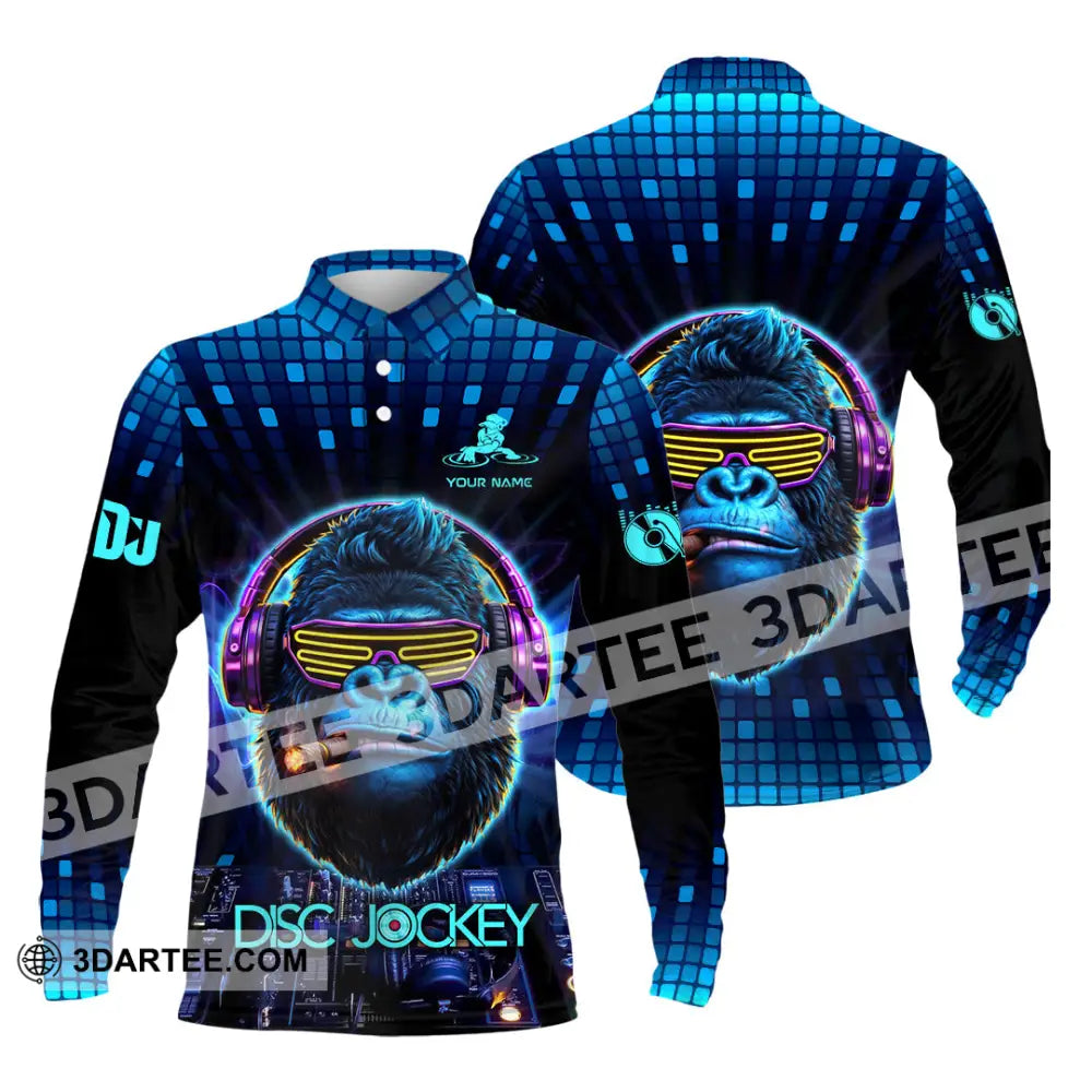 Unisex Shirt - Custom Disc Jockey 3D Shirt Long Sleeve Polo / S T-shirt