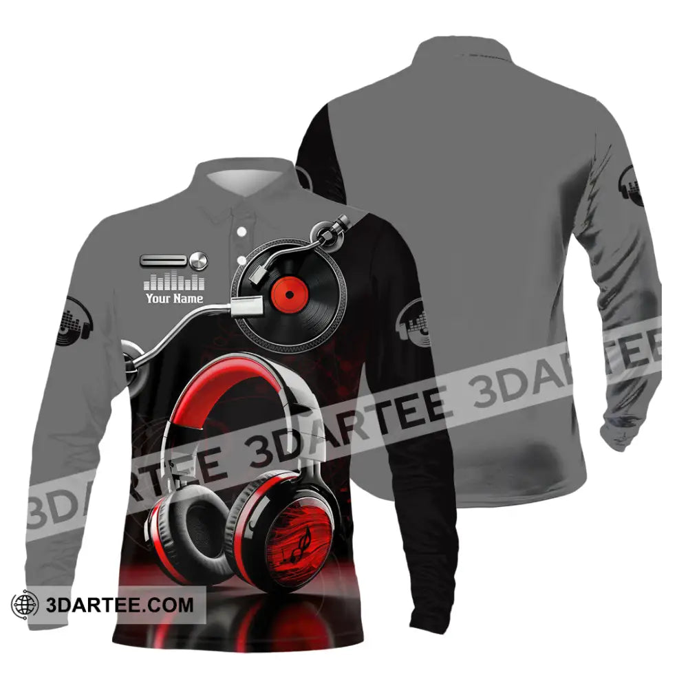 Unisex Shirt - Custom Disc Jockey 3D Shirt Long Sleeve Polo / S T-shirt