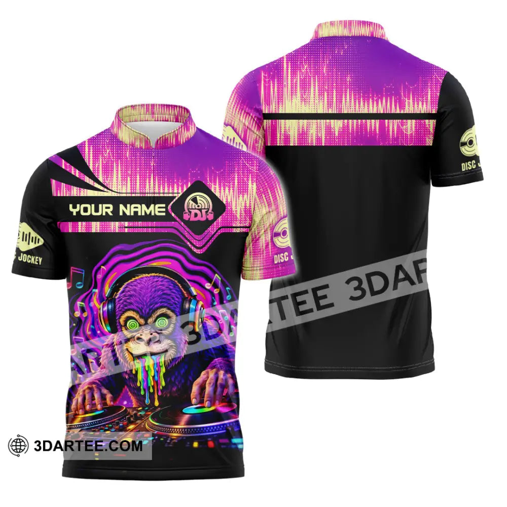 Unisex Shirt - Custom Disc Jockey 3D Shirt Zipper Polo Shirt / S T-shirt