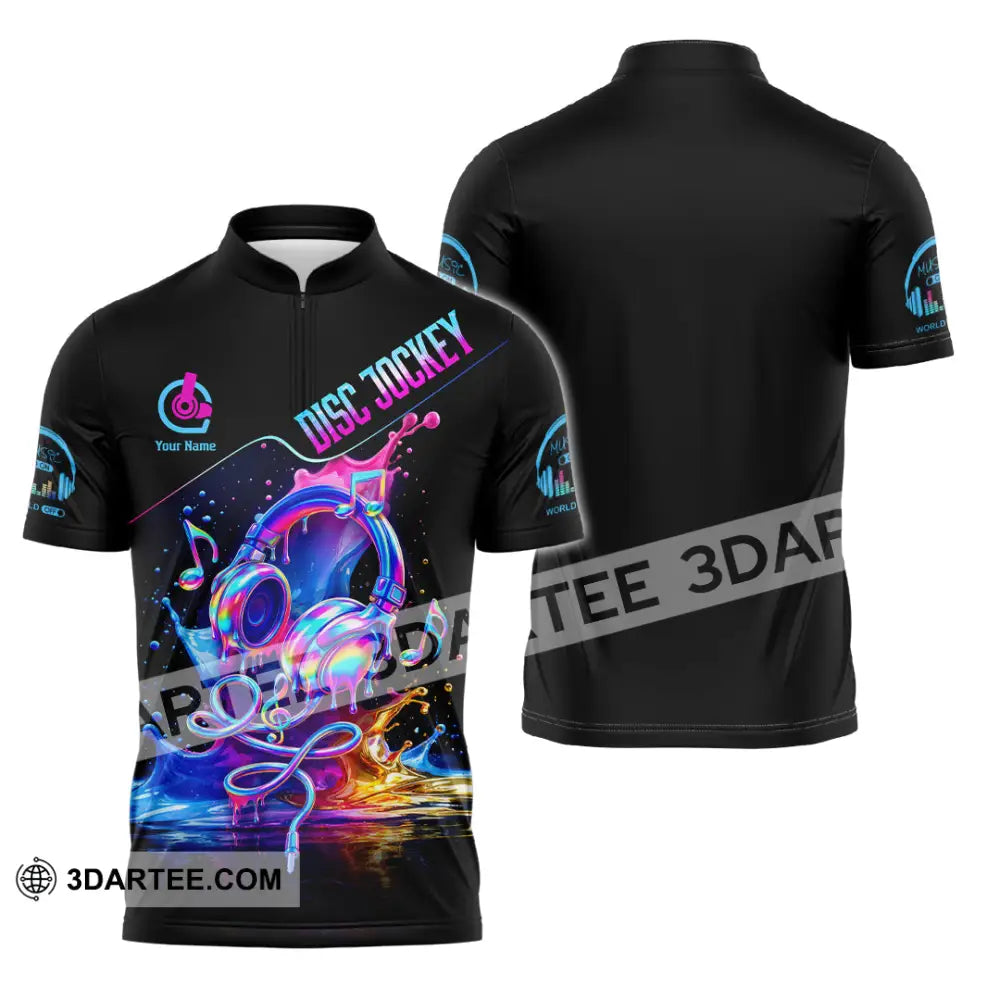 Unisex Shirt - Custom Disc Jockey 3D Shirt Zipper Polo Shirt / S T-shirt