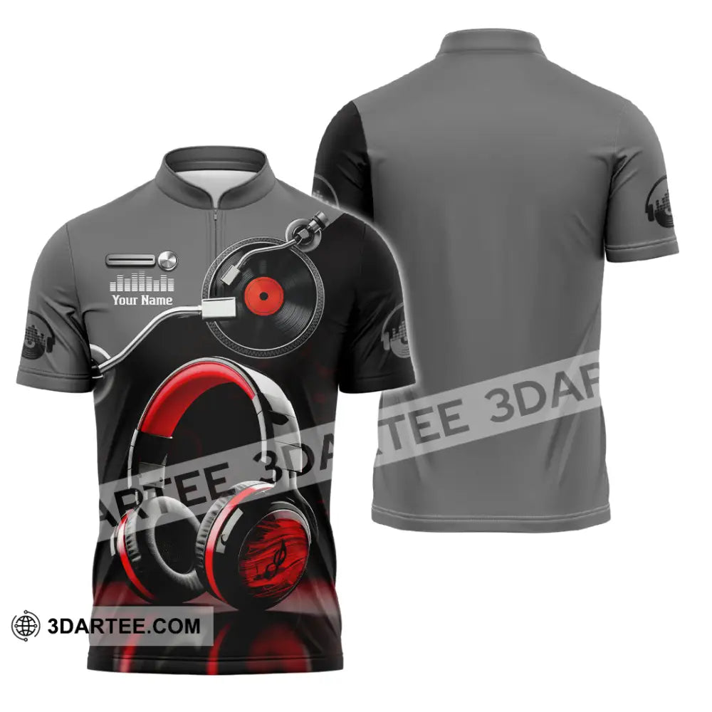 Unisex Shirt - Custom Disc Jockey 3D Shirt Zipper Polo Shirt / S T-shirt