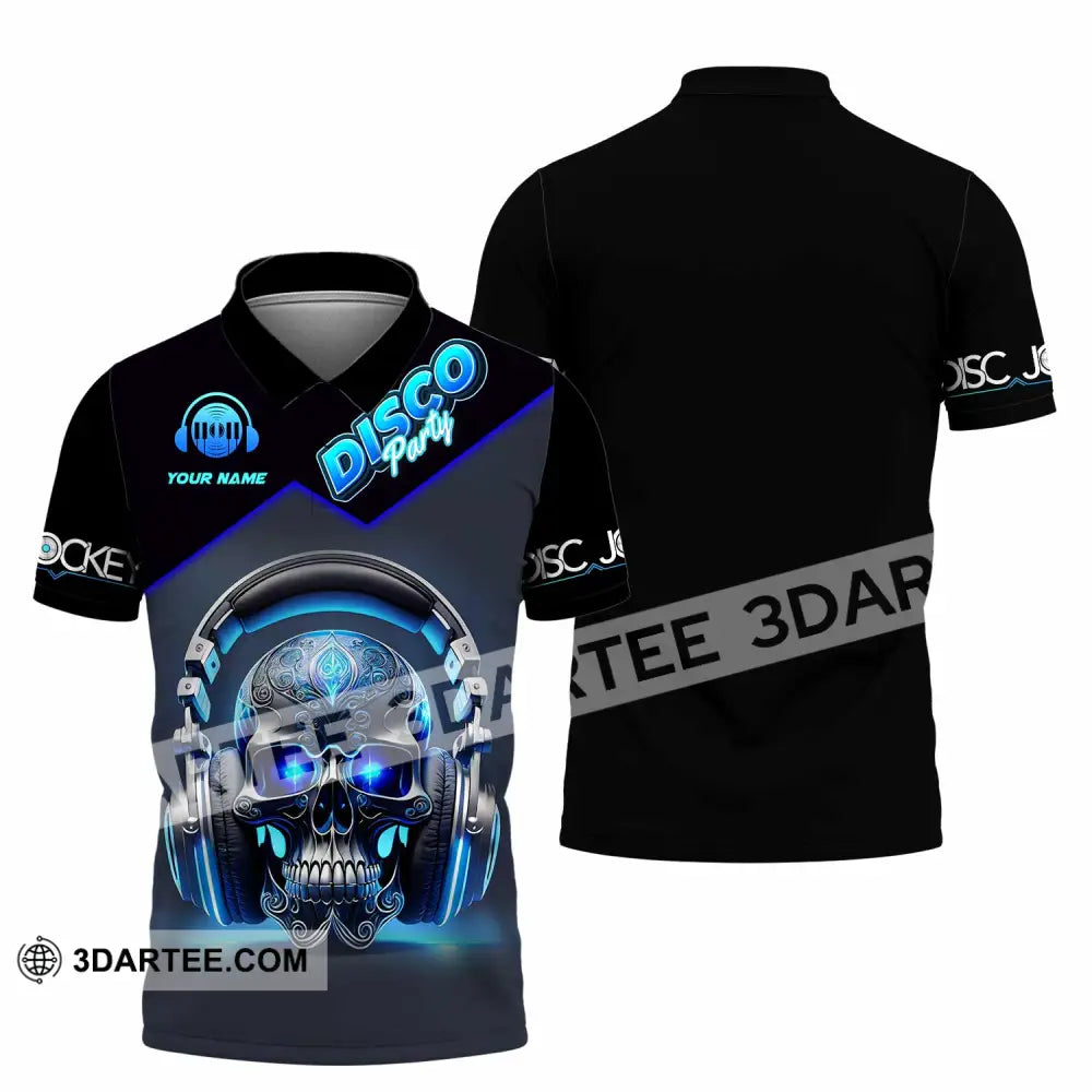 Unisex Shirt - Custom Disco Party Skull Shirt Polo Shirt / S T-shirt