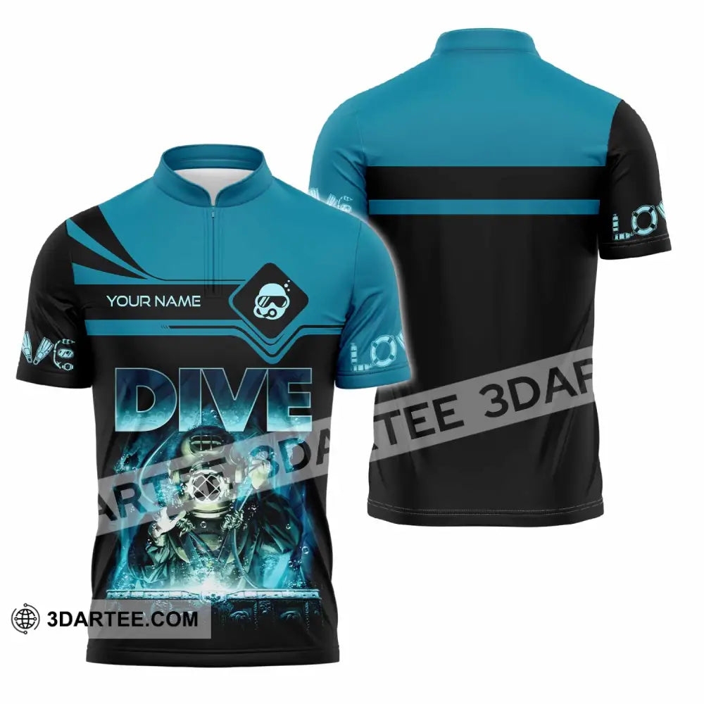 Unisex Shirt - Custom Dive Lover Sport Shirt Zipper Polo Shirt / S T-shirt