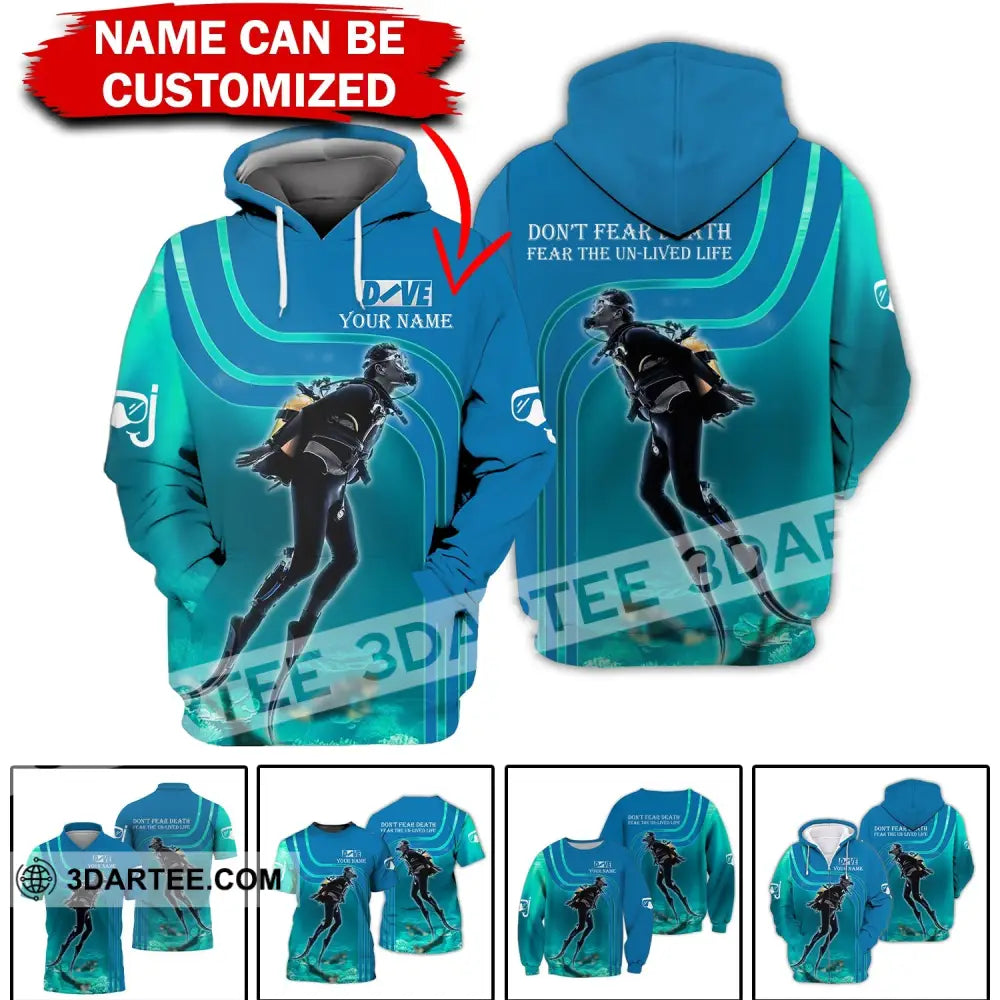 Unisex Shirt - Custom Dive Name T-Shirt Personalized Hoodie Scuba Diver T-Shirt