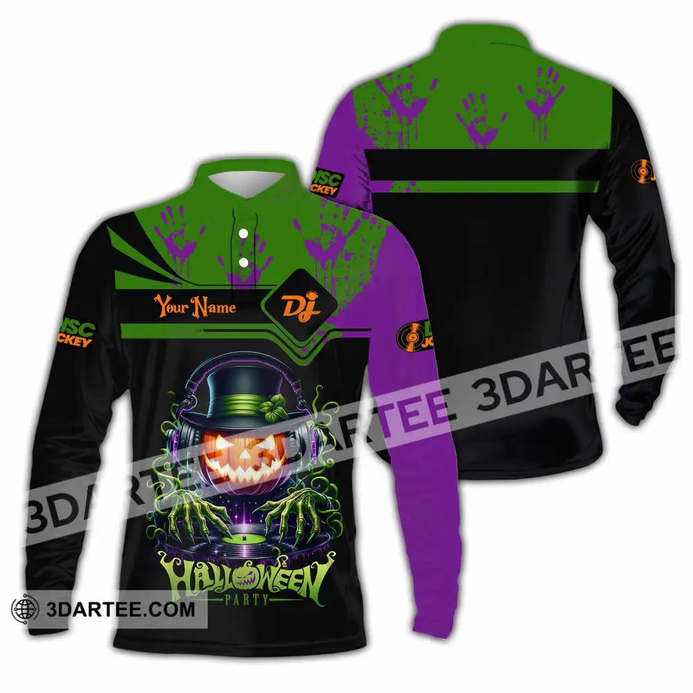 Unisex Shirt Custom DJ Halloween Party Shirt Long Sleeve Polo / S T shirt
