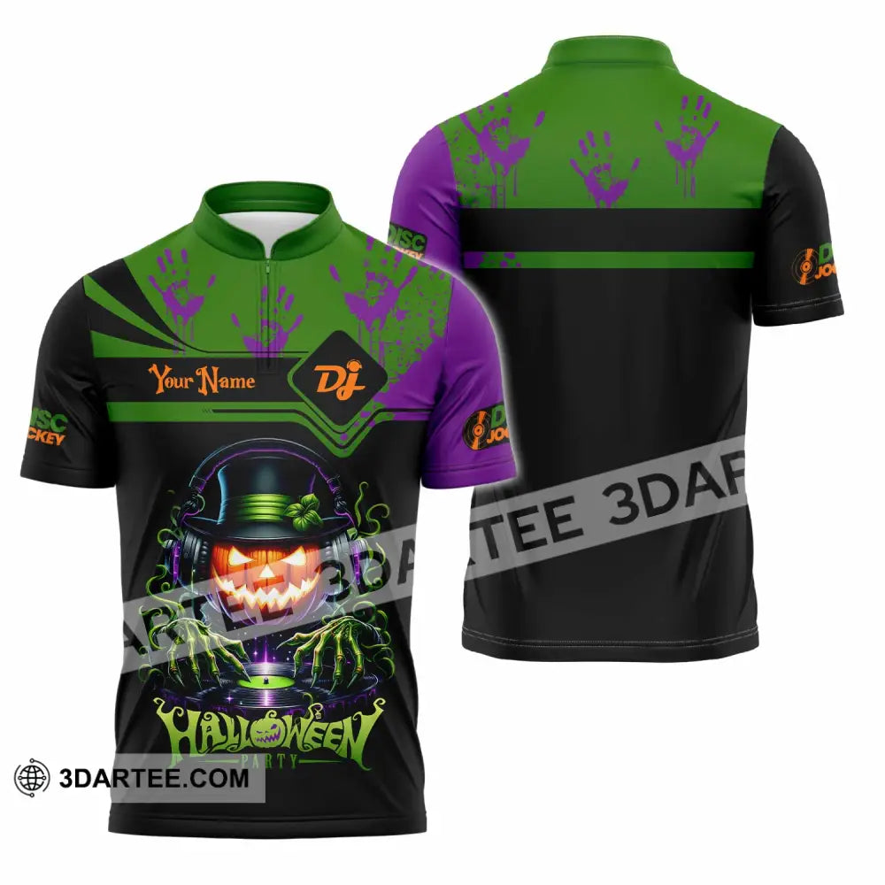 Unisex Shirt Custom DJ Halloween Party Shirt Zipper Polo Shirt / S T shirt