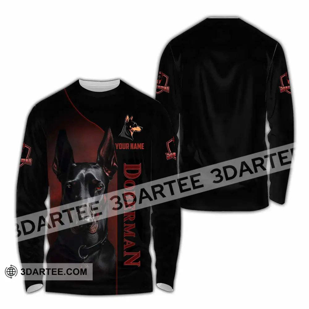 Unisex Shirt - Custom Dobermann Dog Shirt Long Sleeve Shirt / S T-shirt