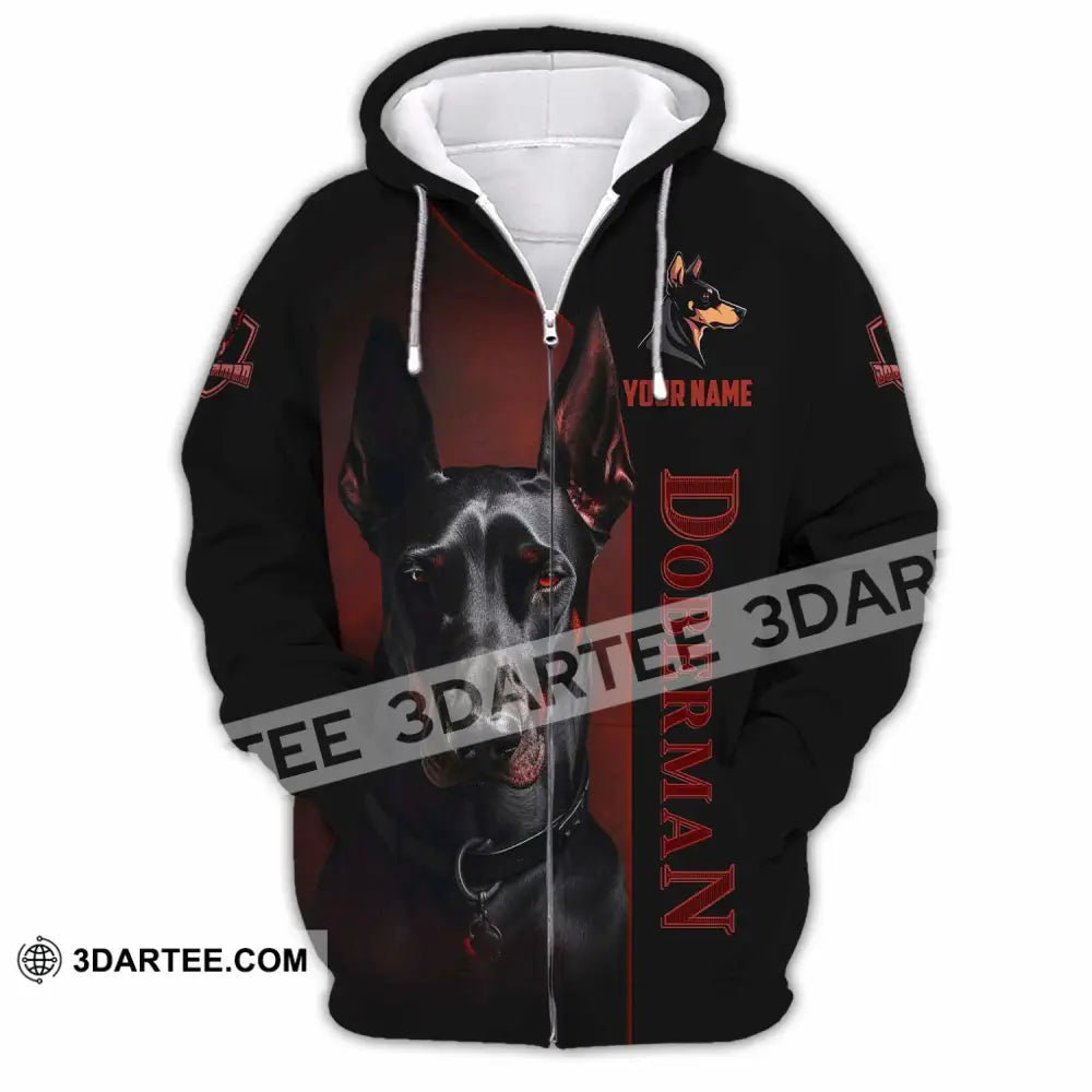 Unisex Shirt - Custom Dobermann Dog Shirt Zipper Hoodie / S T-shirt