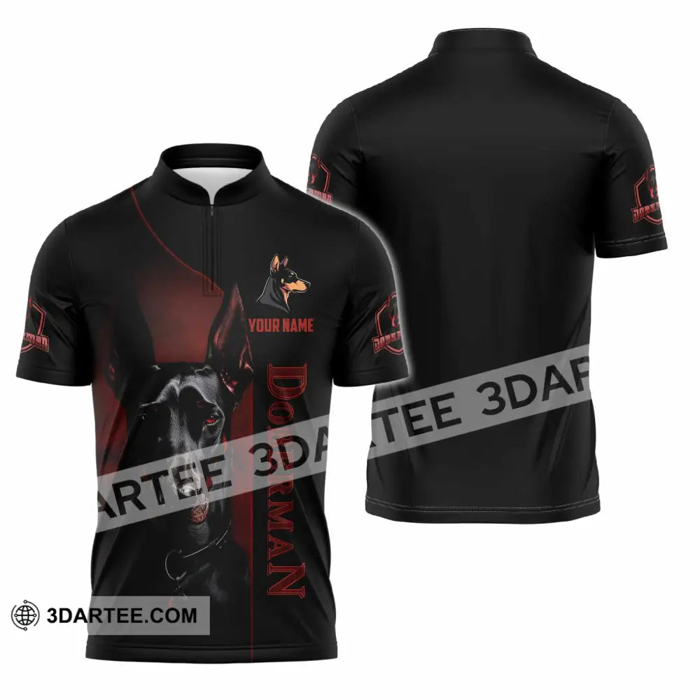 Unisex Shirt - Custom Dobermann Dog Shirt Zipper Polo Shirt / S T-shirt