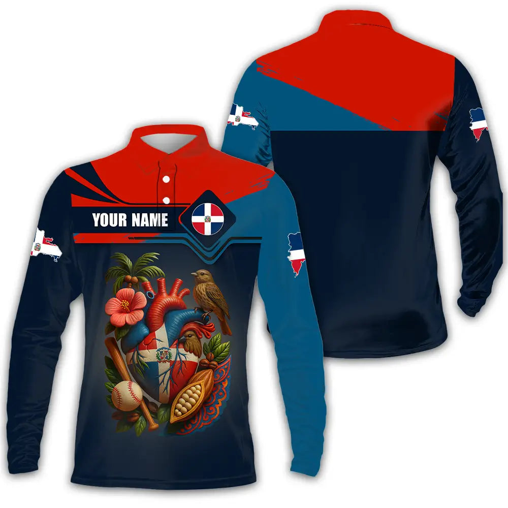 Unisex Shirt - Custom Dominican Republic Shirt Long Sleeve Polo / S T-shirt