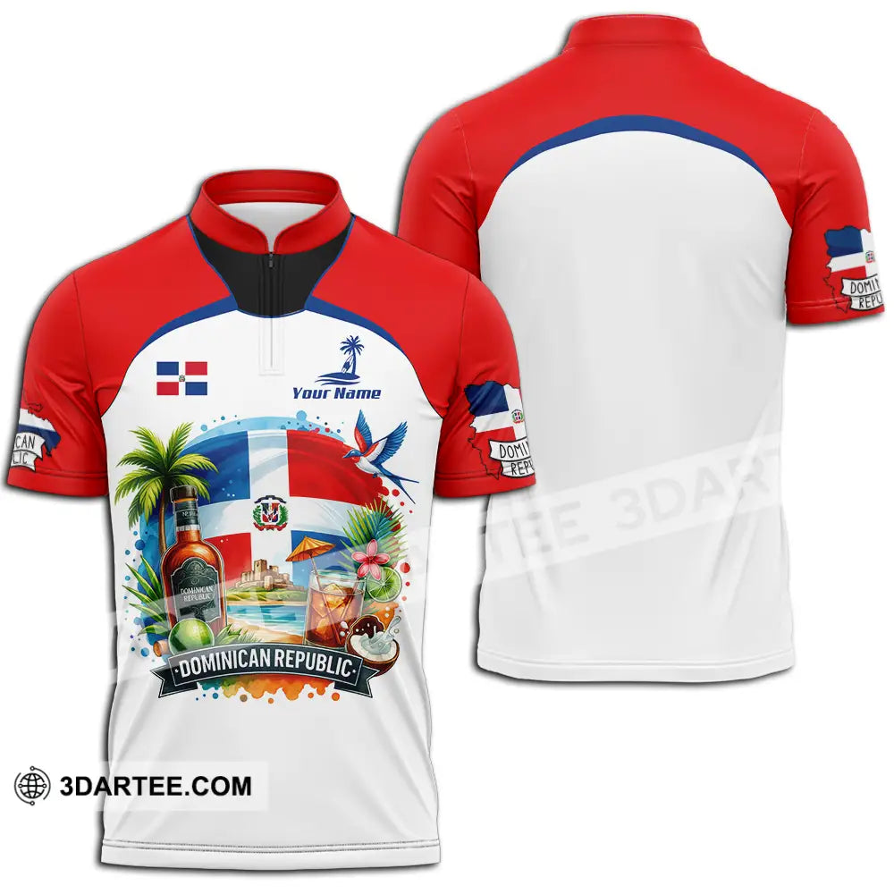 Unisex Shirt - Custom Dominican Republic Shirt Zipper Polo Shirt / S T-shirt