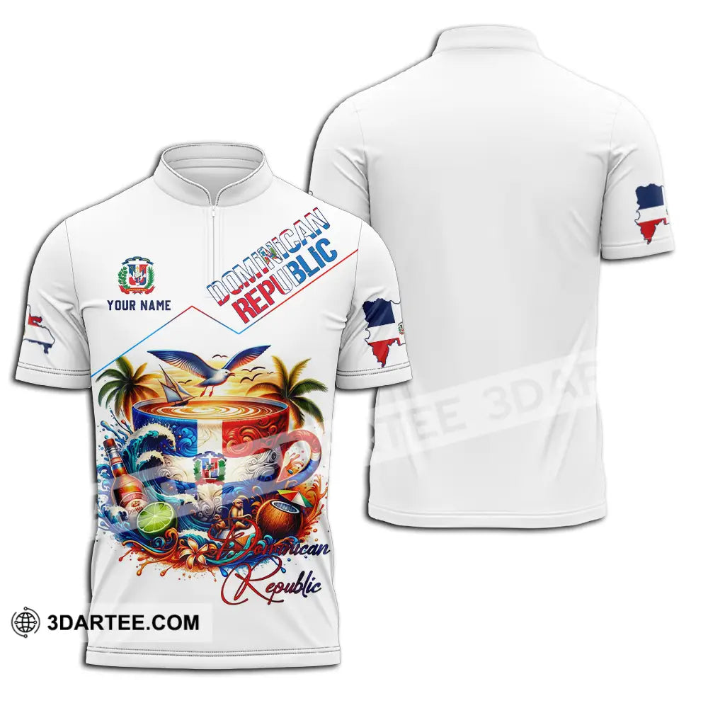 Unisex Shirt - Custom Dominican Republic Shirt Zipper Polo Shirt / S T-shirt