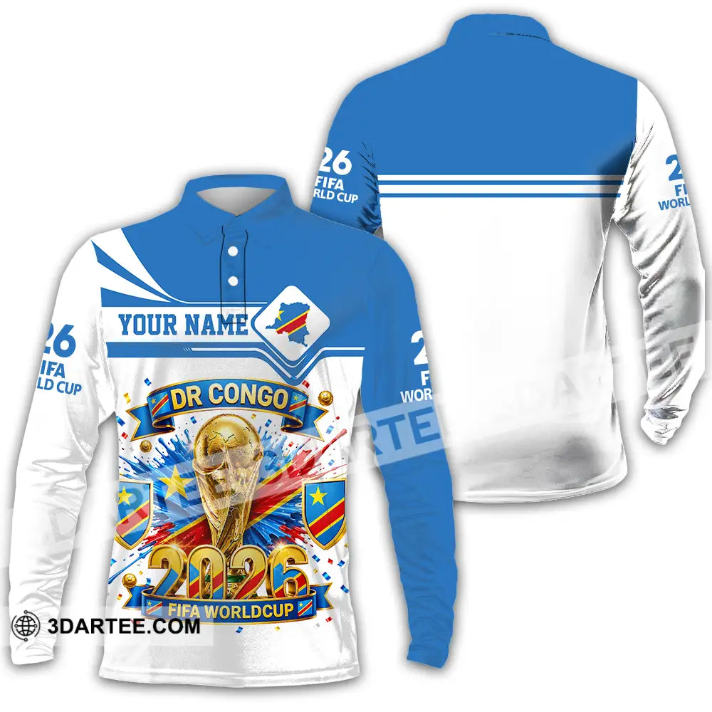 Unisex Shirt - Custom Dr Congo World Cup 2026 3D Shirt - Long Sleeve Polo / S - T-shirt