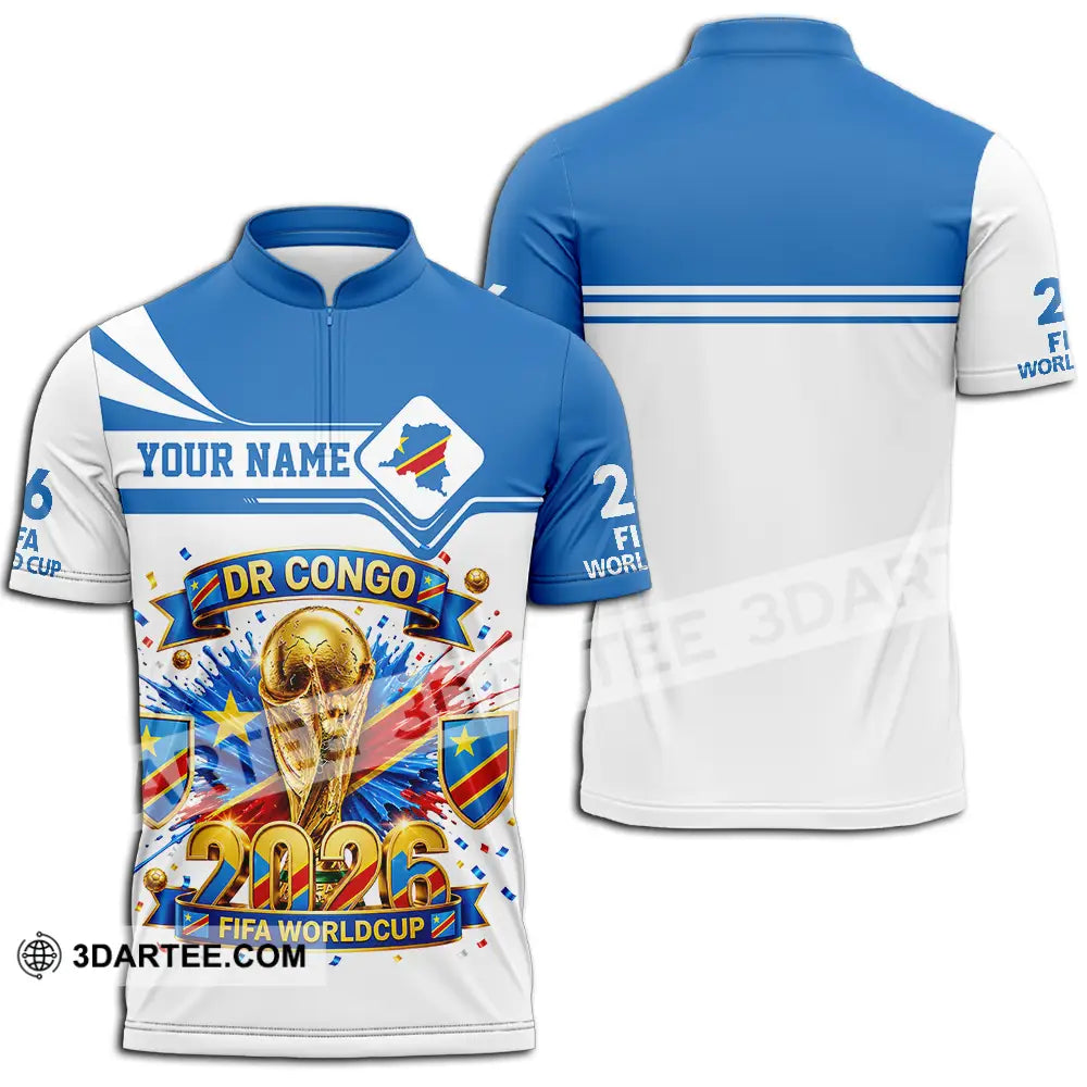 Unisex Shirt - Custom Dr Congo World Cup 2026 3D Shirt - Zipper Polo Shirt / S - T-shirt