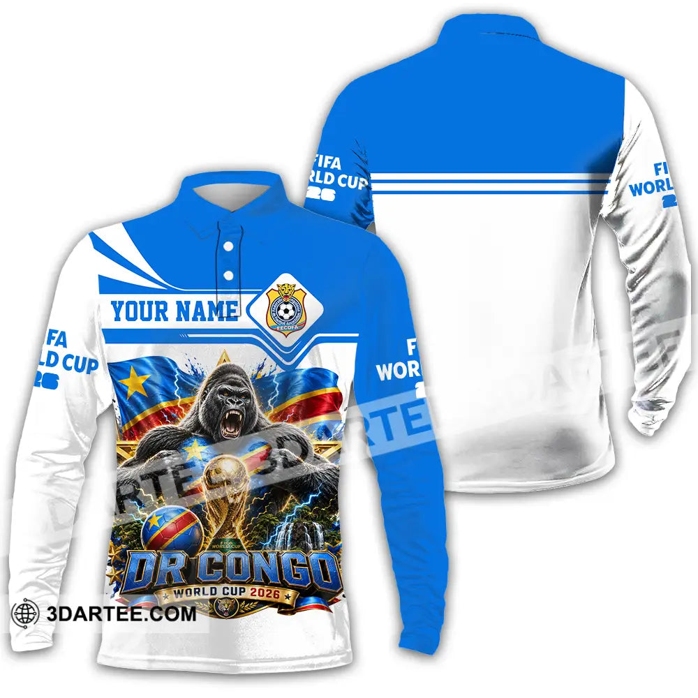 Unisex Shirt - Custom Dr Congo World Cup 2026 Shirt - Long Sleeve Polo / S - T-shirt