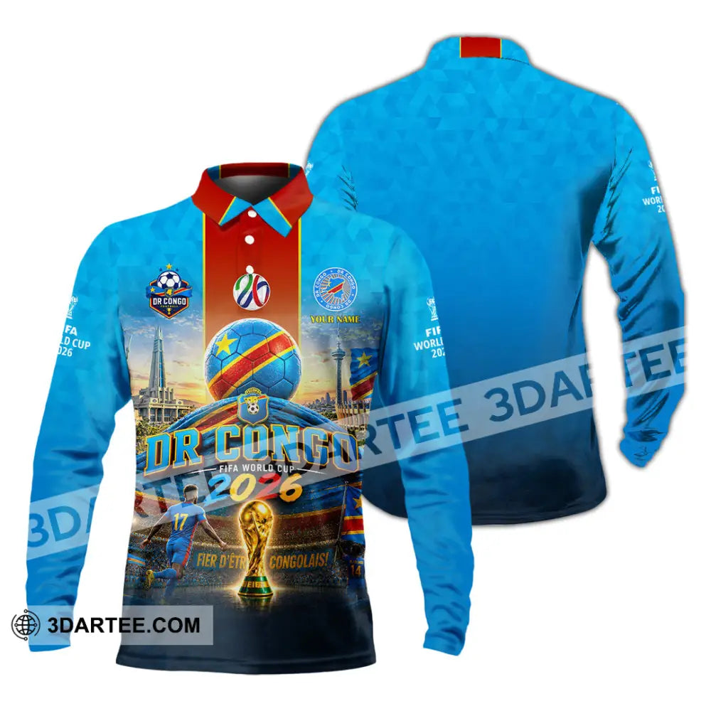 Unisex Shirt - Custom Dr Congo World Cup 2026 Shirt - Long Sleeve Polo / S - T-shirt