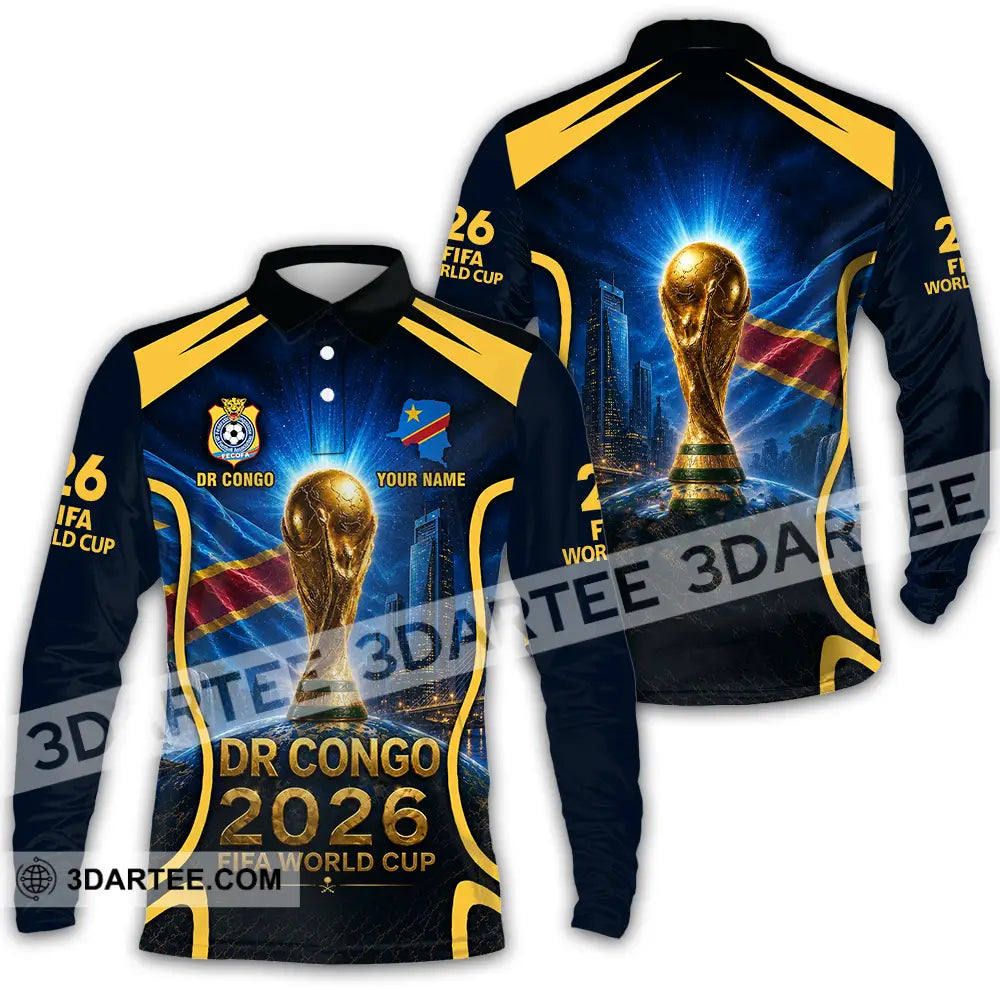 Unisex Shirt - Custom Dr Congo World Cup 2026 Shirt - Long Sleeve Polo / S - T-shirt