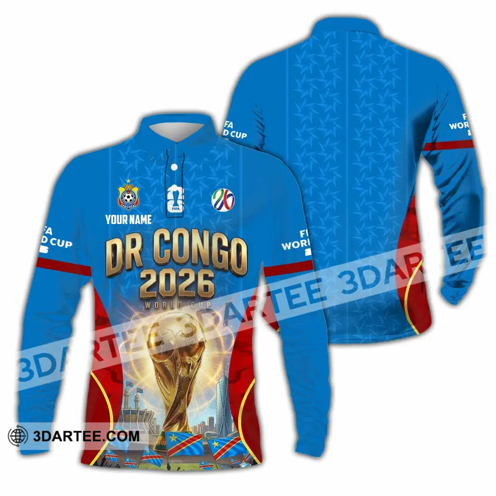Unisex Shirt - Custom Dr Congo World Cup 2026 Shirt - Long Sleeve Polo / S - T-shirt