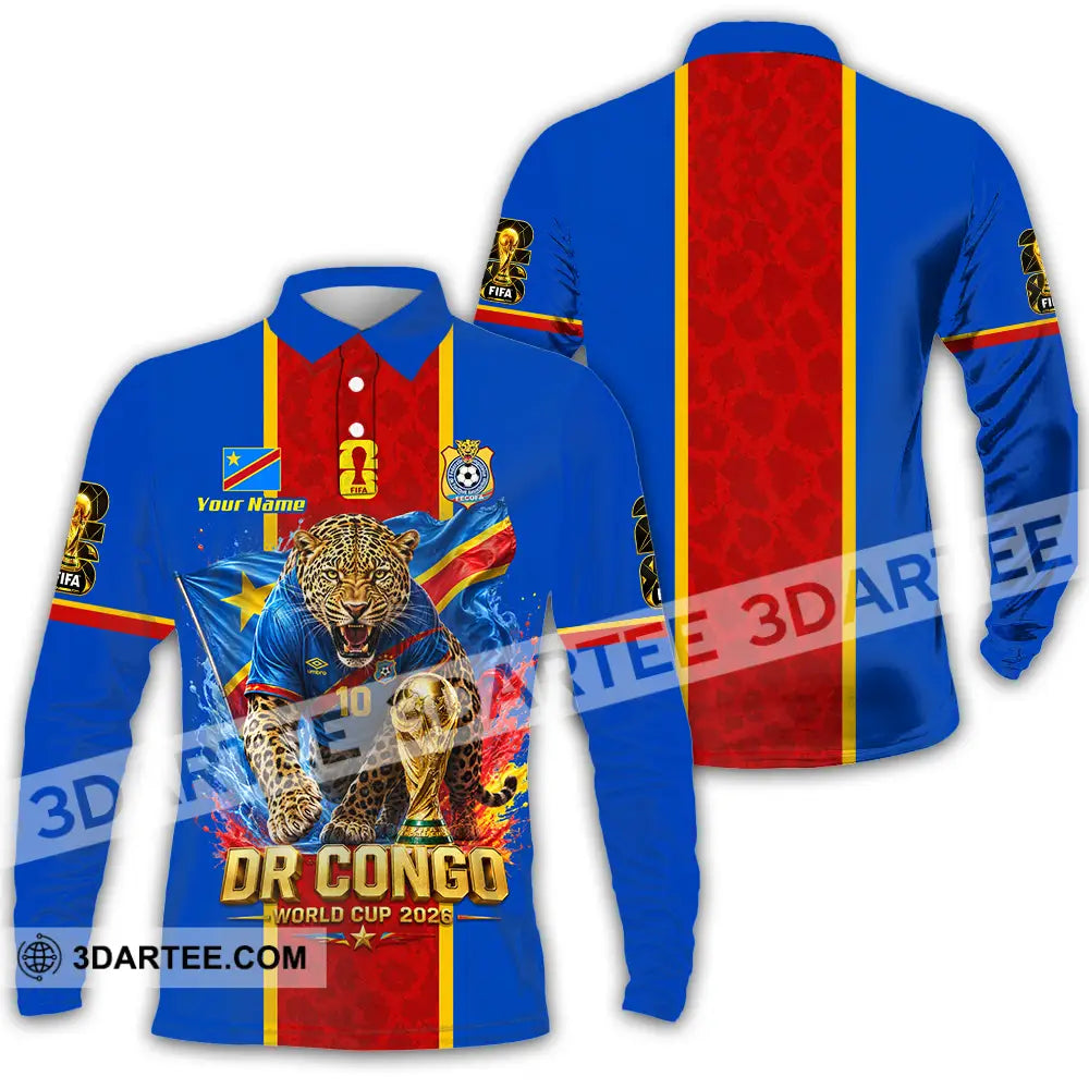 Unisex Shirt - Custom Dr Congo World Cup 2026 Shirt - Long Sleeve Polo / S - T-shirt