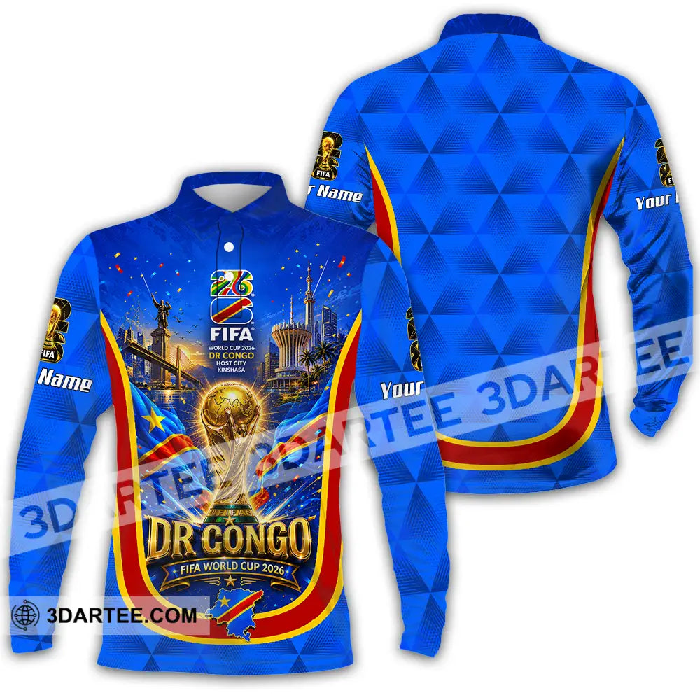 Unisex Shirt - Custom Dr Congo World Cup 2026 Shirt - Long Sleeve Polo / S - T-shirt