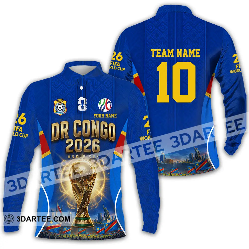 Unisex Shirt - Custom Dr Congo World Cup 2026 Shirt - Long Sleeve Polo / S - T-shirt