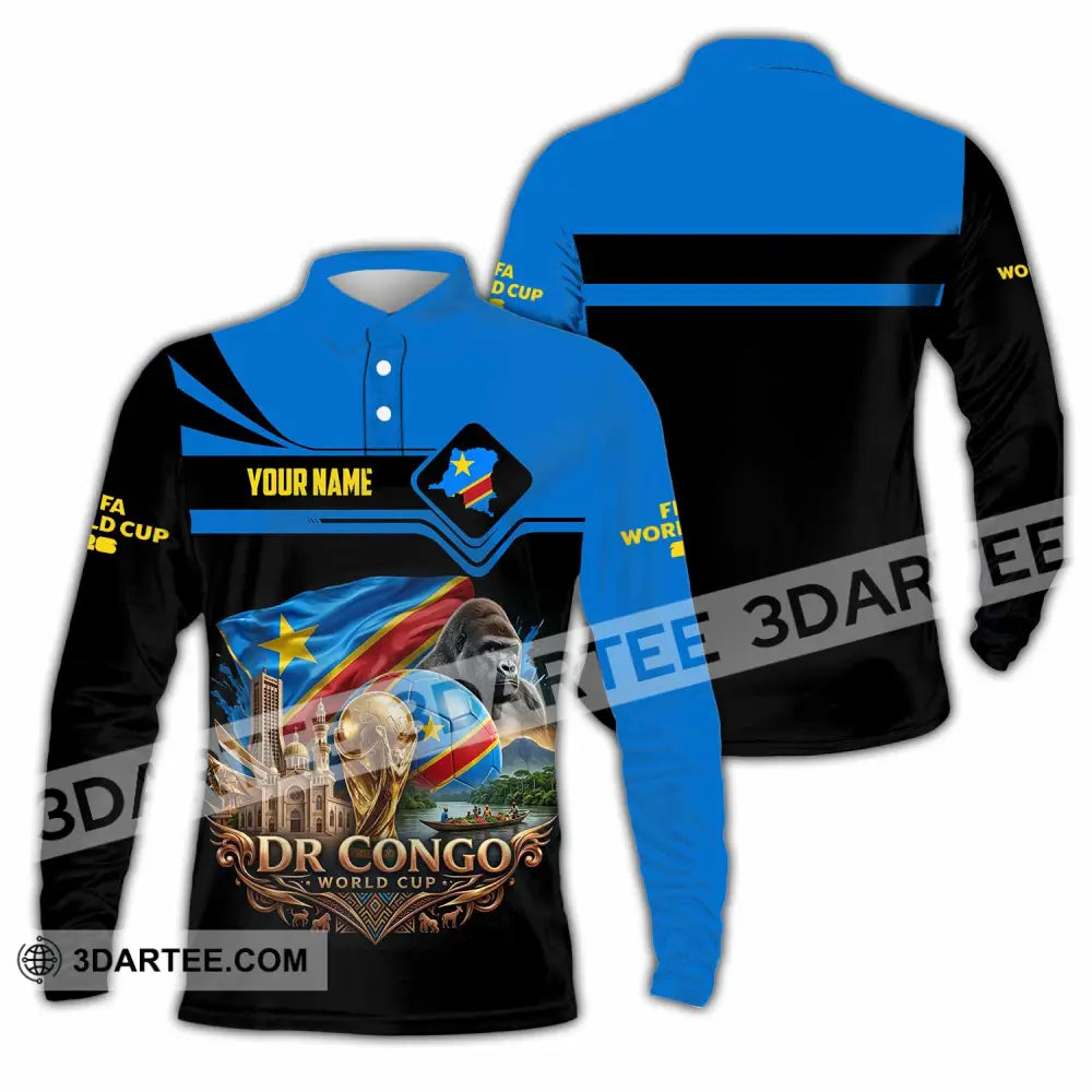 Unisex Shirt - Custom Dr Congo World Cup 2026 Shirt - Long Sleeve Polo / S - T-shirt