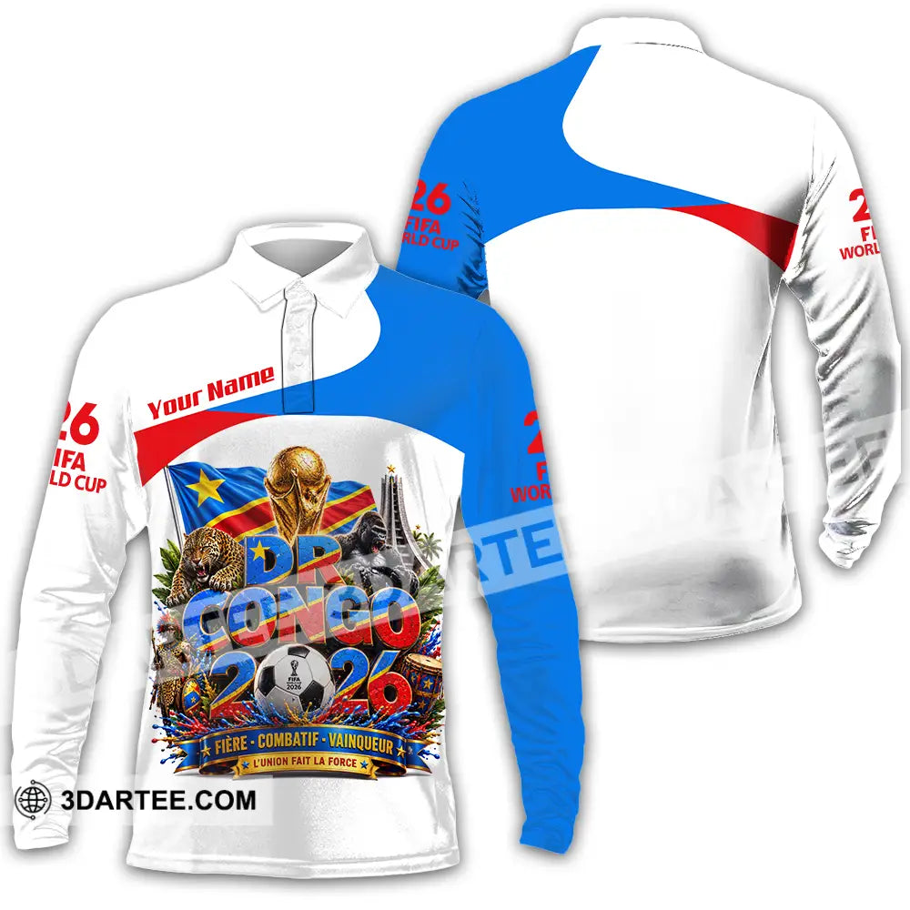 Unisex Shirt - Custom Dr Congo World Cup 2026 Shirt - Long Sleeve Polo / S - T-shirt