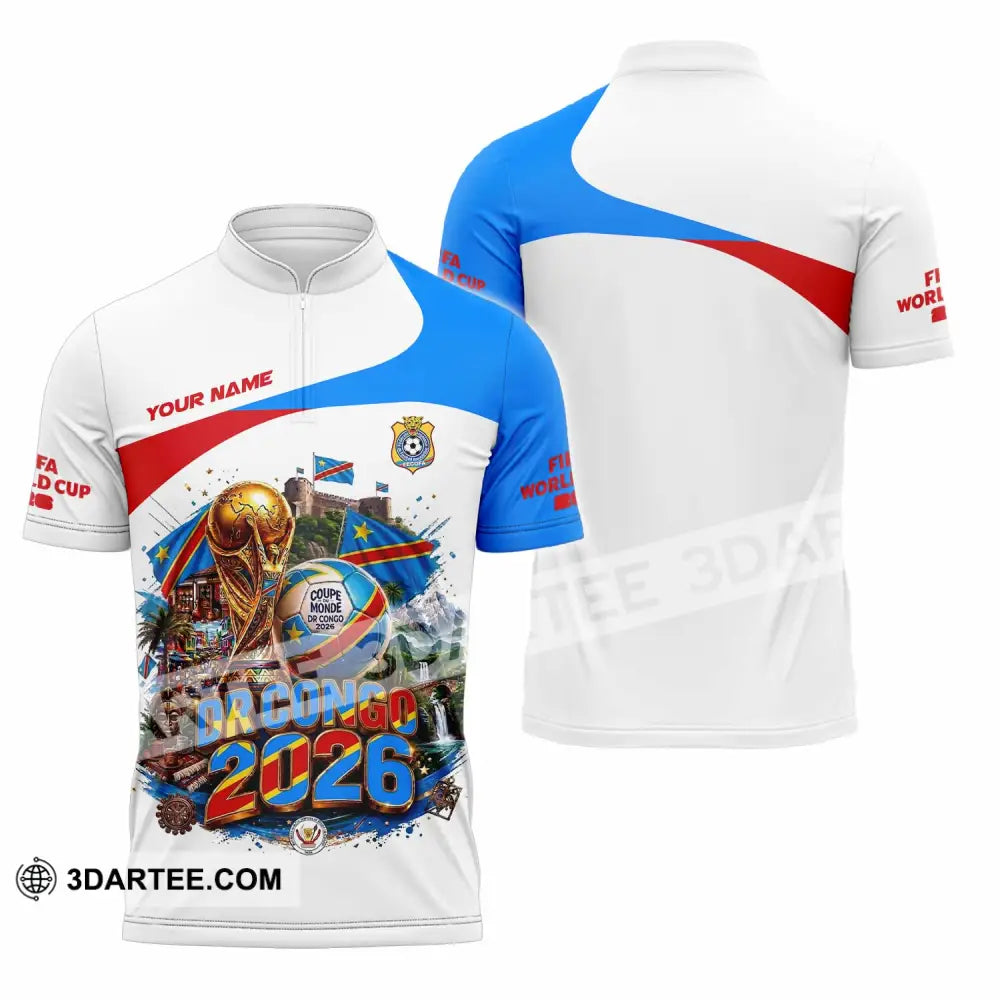 Unisex Shirt - Custom Dr Congo World Cup 2026 Shirt - Zipper Polo Shirt / S - T-shirt