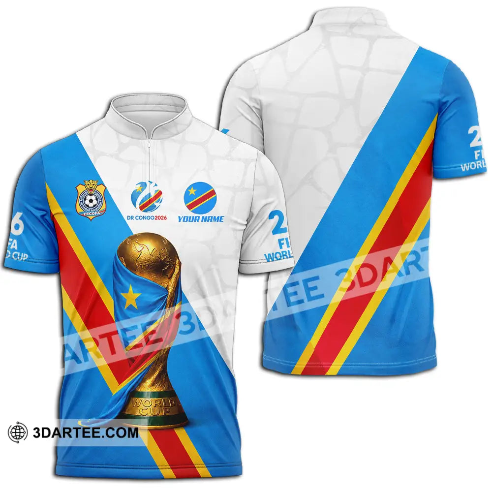Unisex Shirt - Custom Dr Congo World Cup 2026 Shirt - Zipper Polo Shirt / S - T-shirt