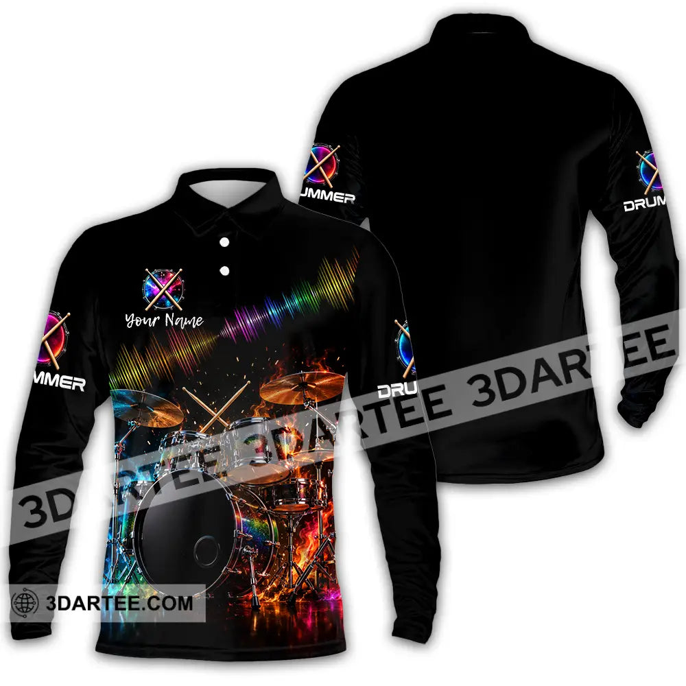 Unisex Shirt - Custom Drummer Shirt - Long Sleeve Polo / S - T-shirt