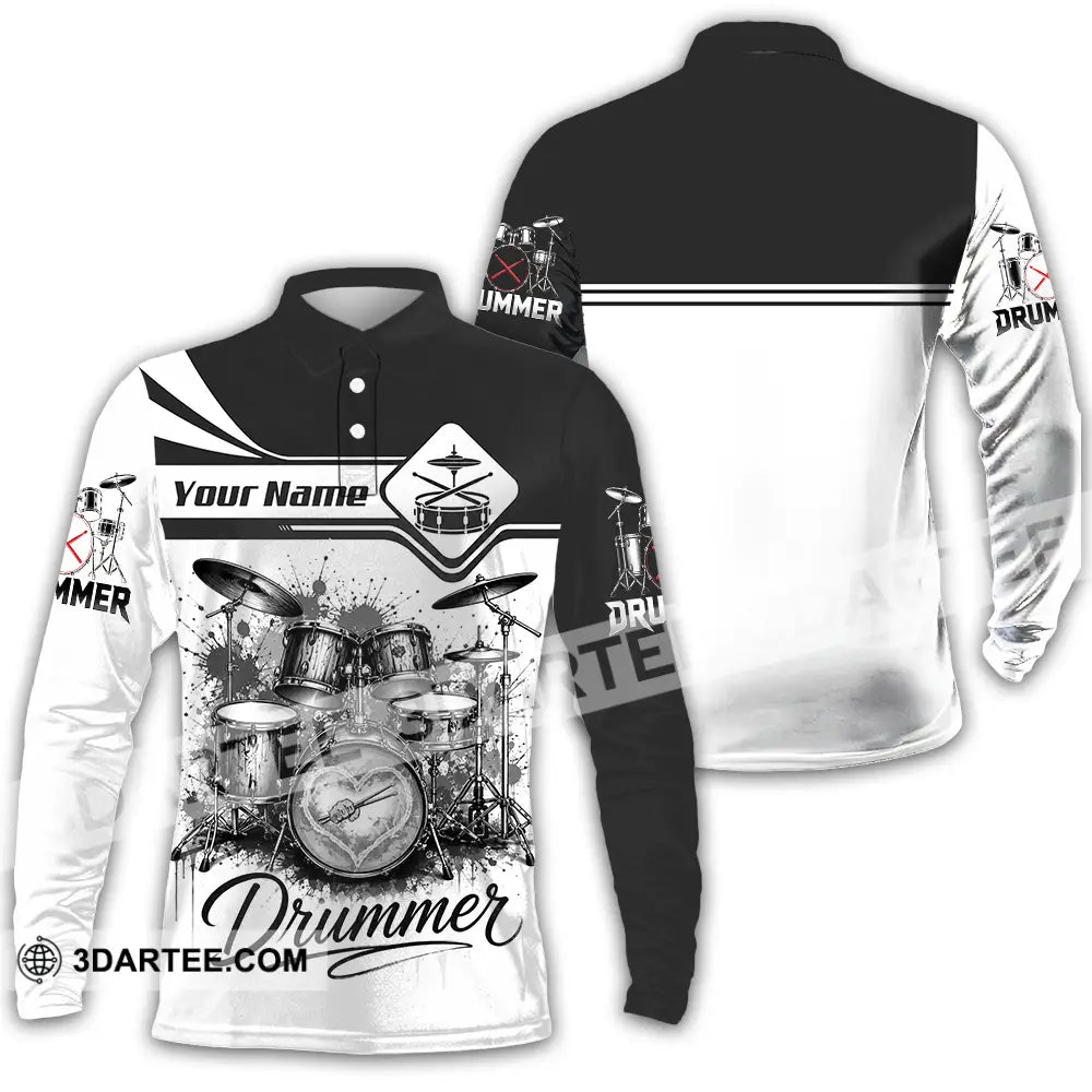 Unisex Shirt - Custom Drummer Shirt - Long Sleeve Polo / S - T-shirt