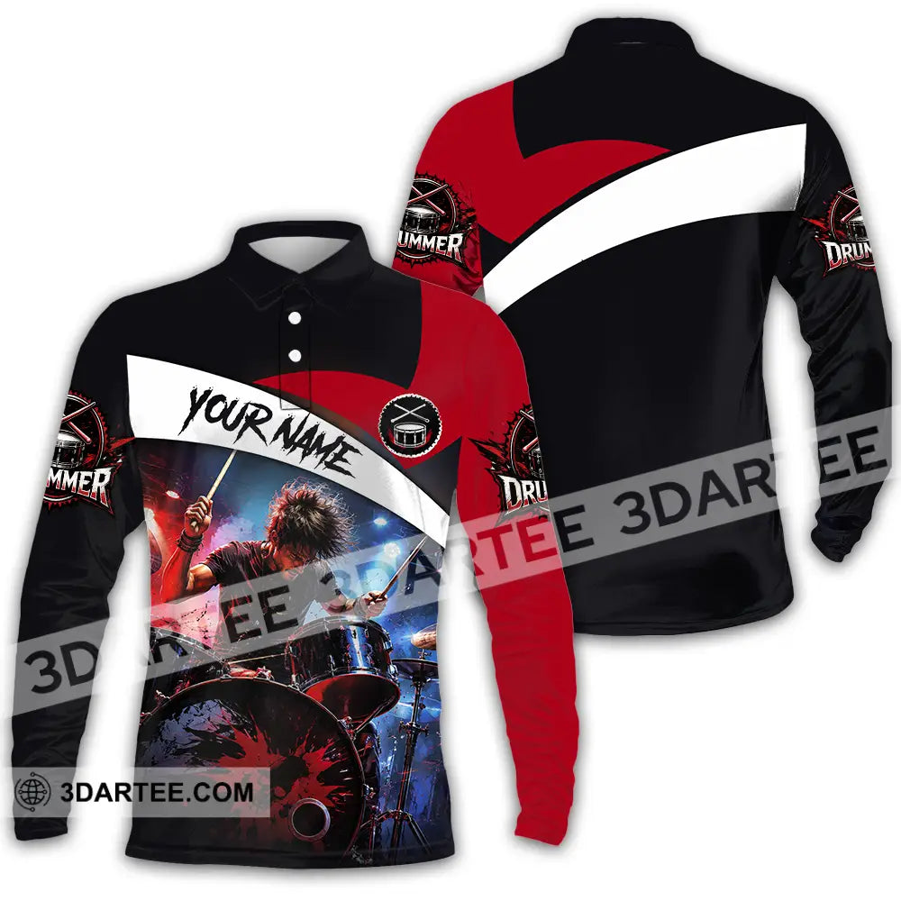 Unisex Shirt - Custom Drummer Shirt - Long Sleeve Polo / S - T-shirt