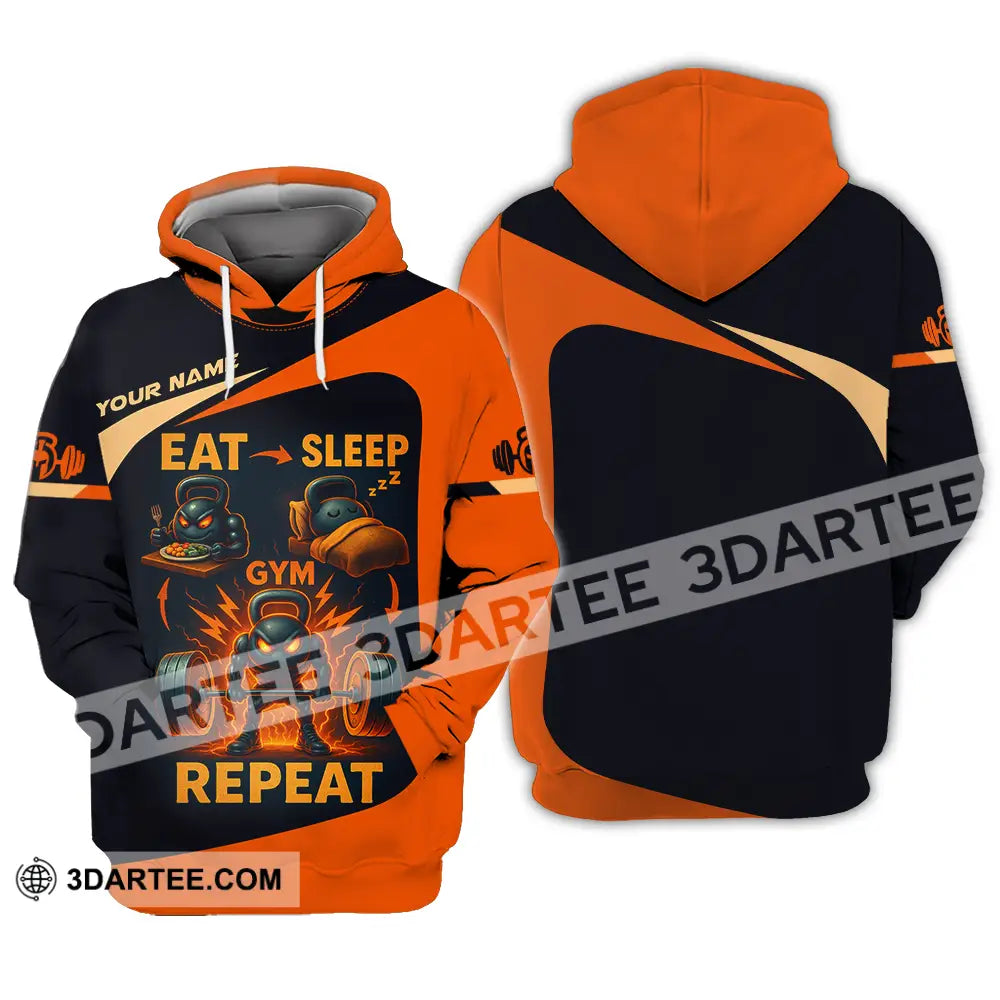 Unisex Shirt - Custom Eat Sleep Gym And Repeat Shirt Hoodie / S T-shirt