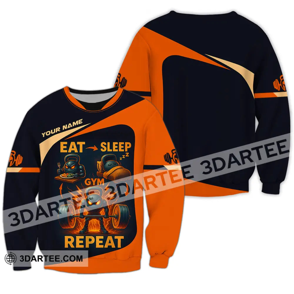 Unisex Shirt - Custom Eat Sleep Gym And Repeat Shirt Long Sleeve / S T-shirt