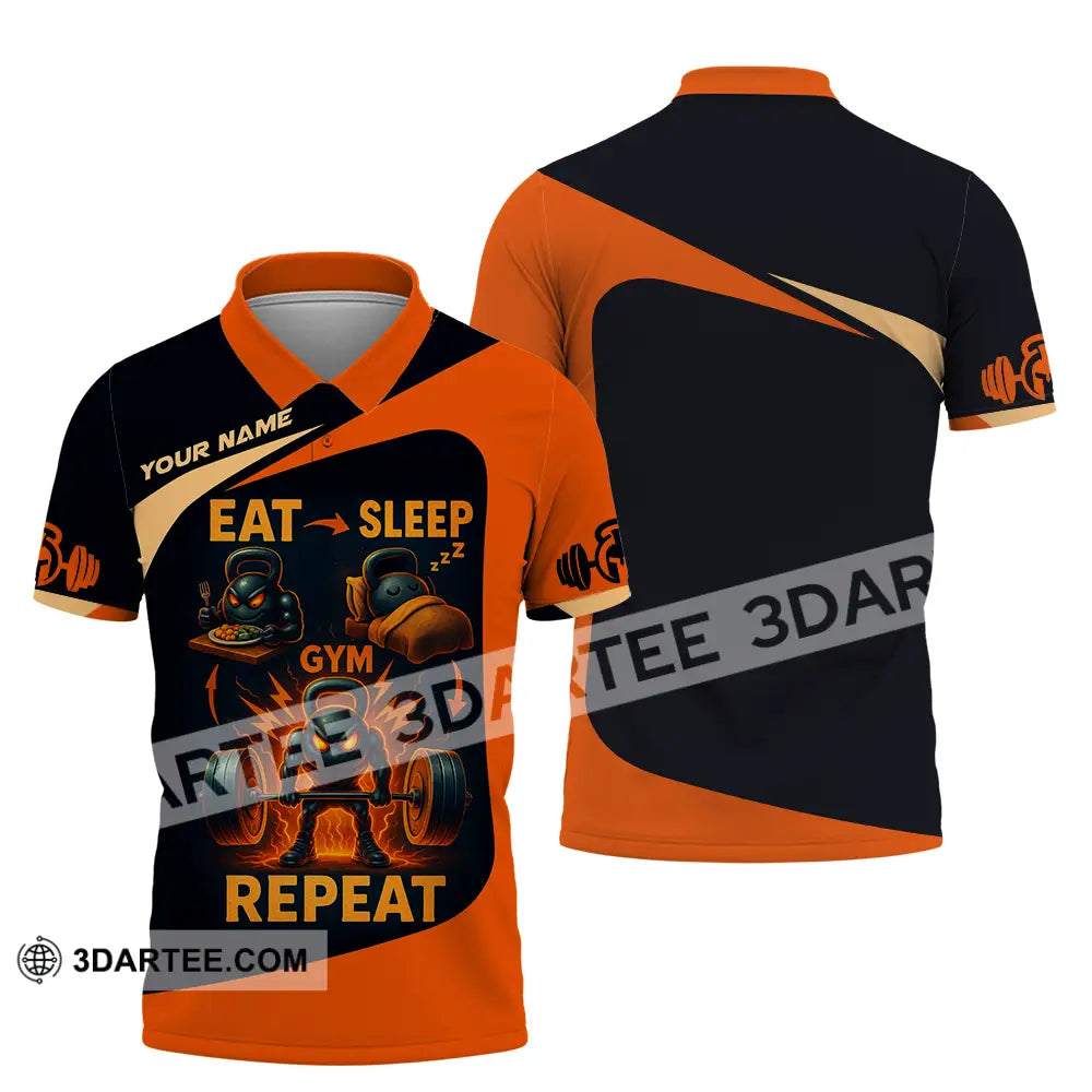 Unisex Shirt - Custom Eat Sleep Gym And Repeat Shirt Polo Shirt / S T-shirt