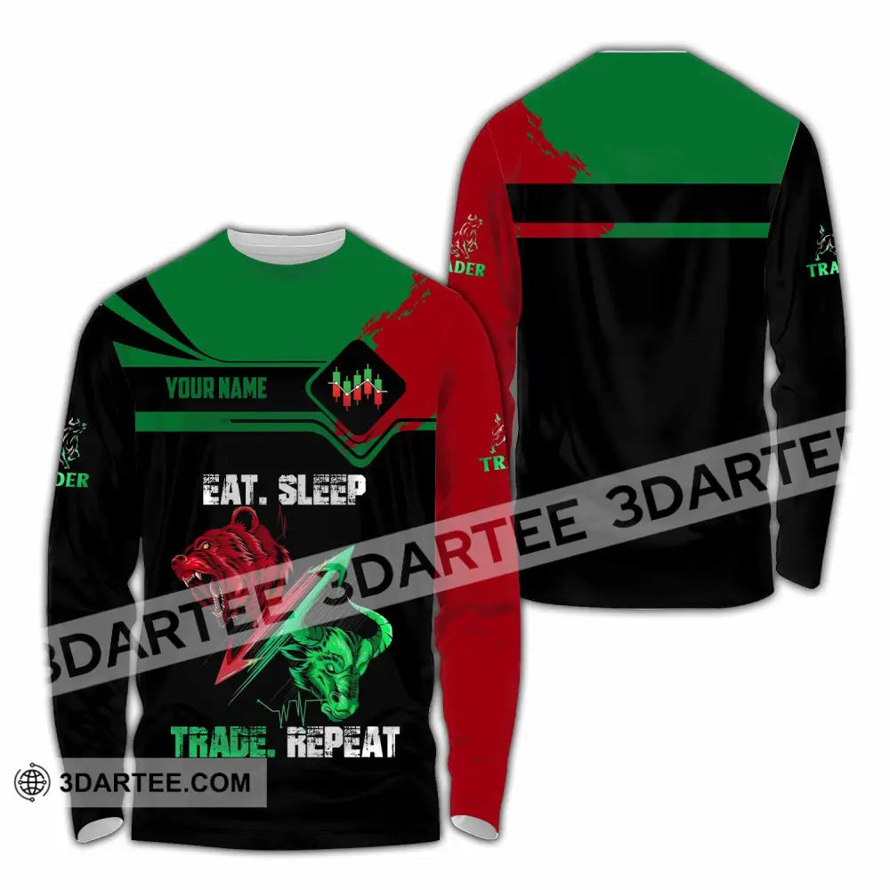 Unisex Shirt - Custom Eat Sleep Trade Repeat 3D Shirt Long Sleeve Shirt / S T-shirt