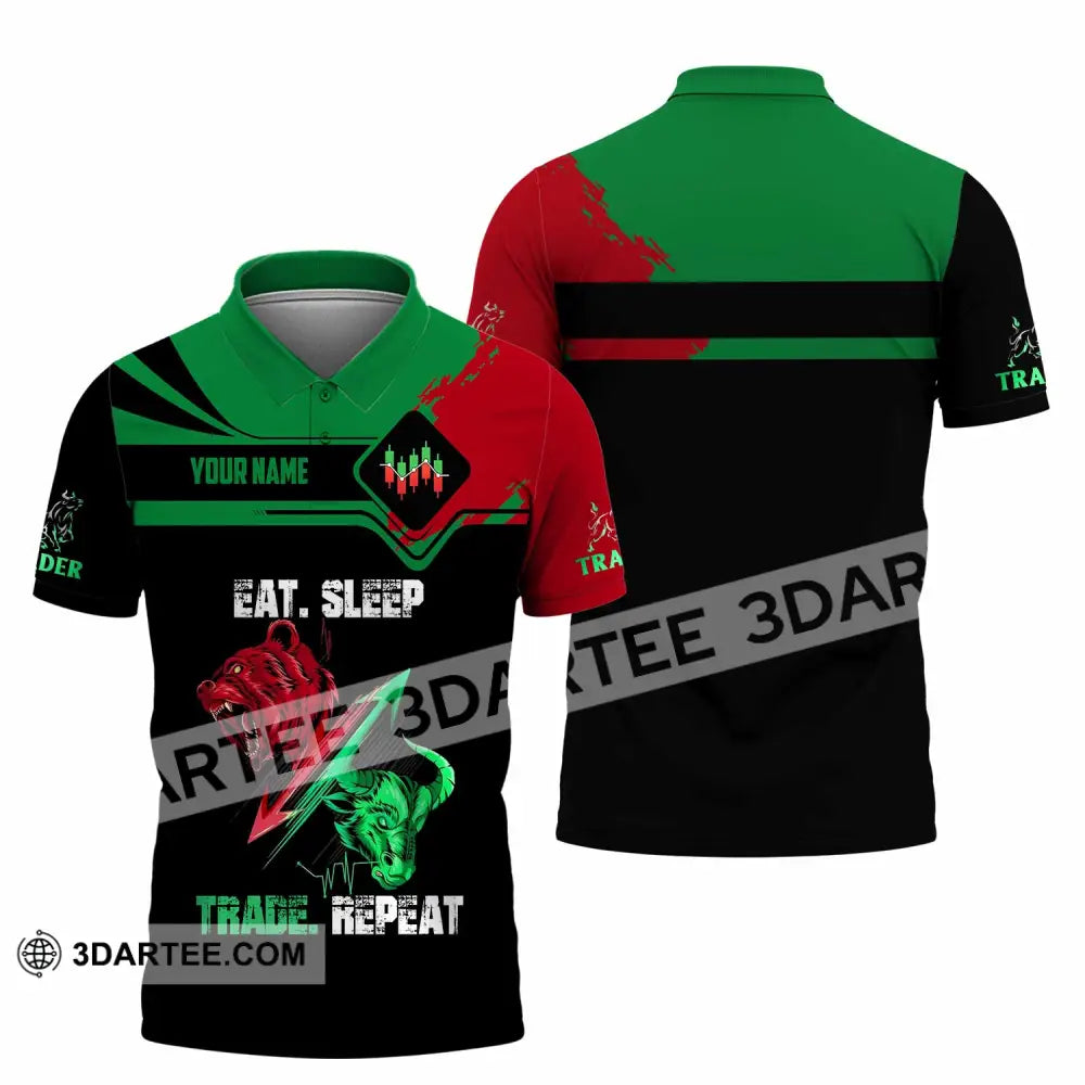 Unisex Shirt - Custom Eat Sleep Trade Repeat 3D Shirt Polo Shirt / S T-shirt