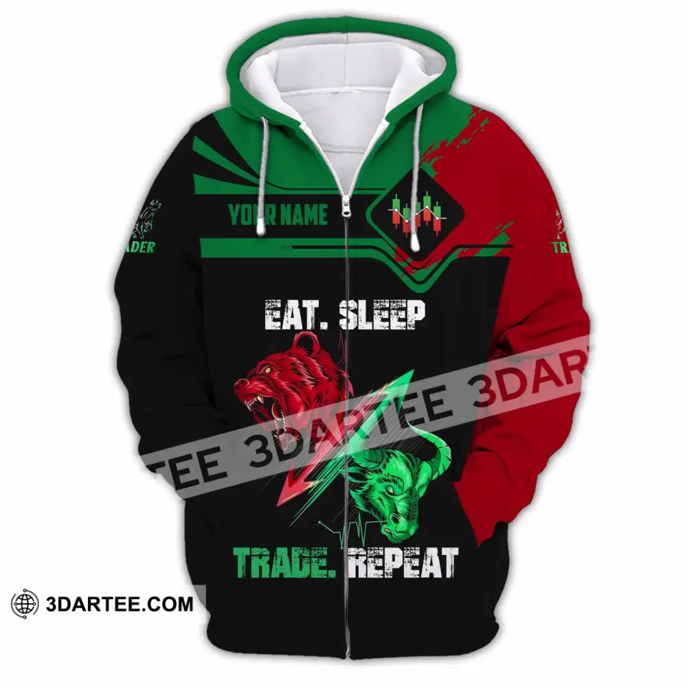 Unisex Shirt - Custom Eat Sleep Trade Repeat 3D Shirt Zipper Hoodie / S T-shirt