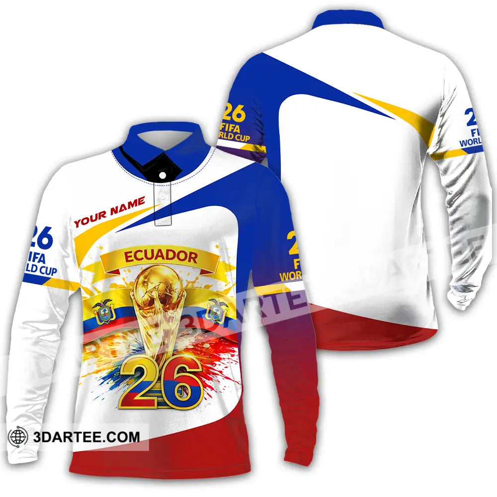 Unisex Shirt - Custom Ecuador World Cup 2026 3D Shirt - Long Sleeve Polo / S - T-shirt